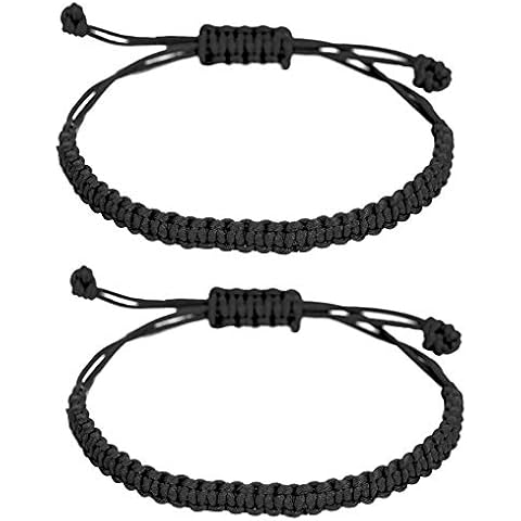 kelistom Handmade Buddhist String Bracelets for Women Men Boys Girls, Tibetan Adjustable Woven Rope Bracelet for Protection and Luck, Red and Black, 2or 6 pcs/set, 10 2 inch, Cotton, not known Cover