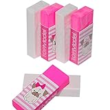 Wekoil Pack 6 Soft Plastic Vinyl Eraser Color Assorted Block Eraser latex free Pencil Eraser for Drawing, Sketch, Writing,White-Pink Erasers Set