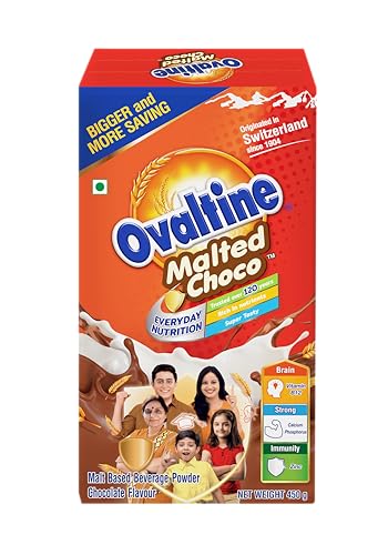 Image of OVALTINE Malted Health Drink Chocolate Flavour Powder, Nutrition Drink Powder, Rich Malt & Cocoa Taste, Tasty Milk Mix Drink, Daily Energy & Growth Beverage for Kids & Adults, 450g (Pack of 1)