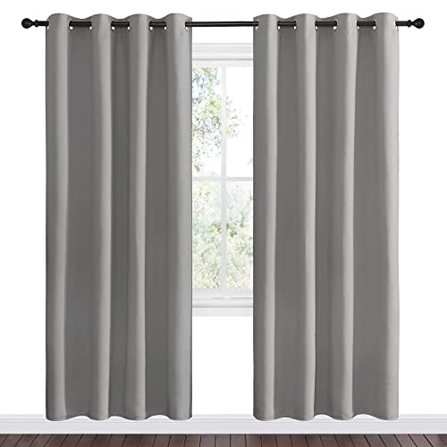 image for NICETOWN Silver Grey Room Darkening Curtain Panels 78
