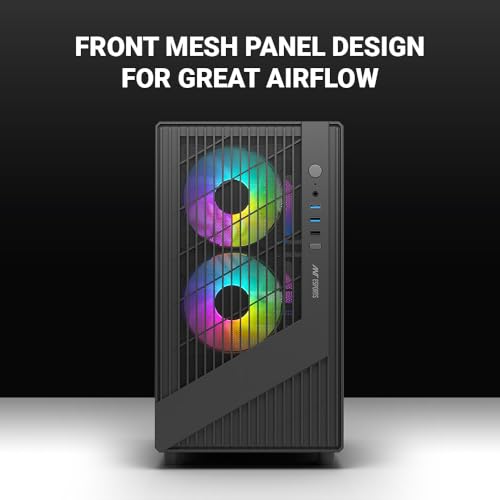 Image of Ant Esports 120 Air Mini M-ATX Computer Case /Gaming Cabinet - Black | Support M-ATX, M-ITX | Pre-Installed 3 Static RGB Fans