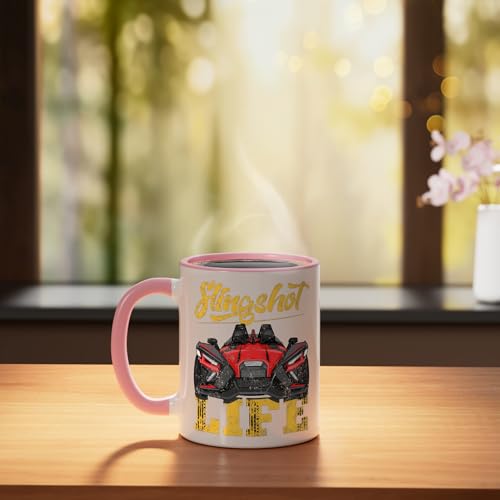 Taza de cerámica bicolor rosa/blanca 11 oz miniatura 3