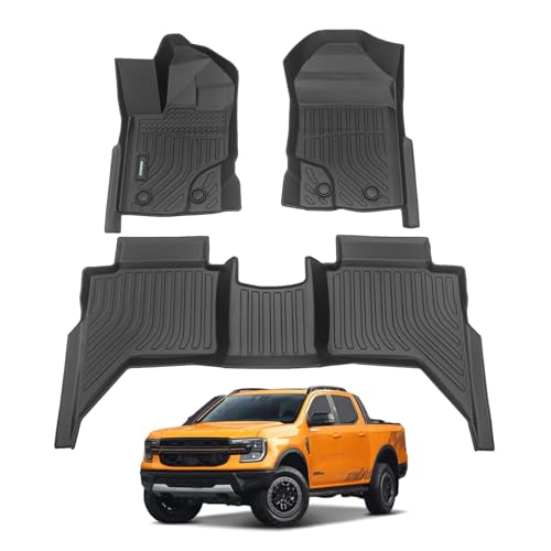 ANBINGOFit for Ford Ranger Floor Mats 2024-2019 (SuperCrew Cab) Car Mats for Ford Ranger All Weather Mat for Ranger Ford TPE Car Matt Rugs Ranger Rubber Trunk Carpet for Ranger
