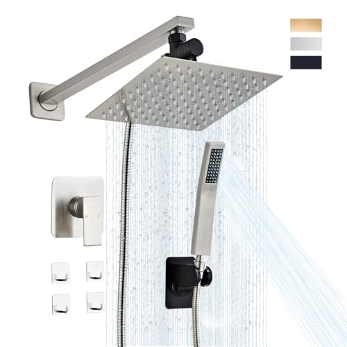 Combo de ducha con regadera de lluvia de 8 pulgadas y brazo ajustable