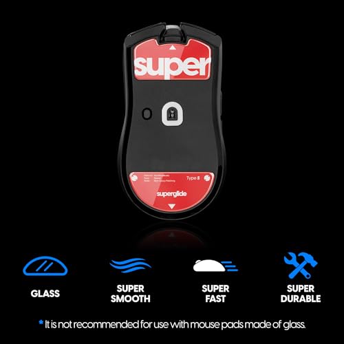 Image of Superglide Glass Mouse Skates - Super Smooth Glide, Polished Round Edge, Super Fast Gaming Mouse Feet with Durable Sole for Razer Viper V3 Pro (Type-S, Red)