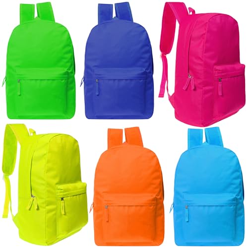 24-Pack 17" School Bright Neon Backpacks for Kids - Bookbags
