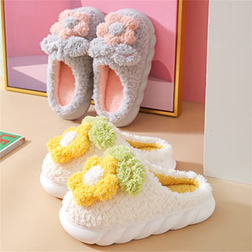 Women's Slippers Adult Warm Plush Flowers Indoor Non-slip Home Thick Bottom Winter Men's Cotton3