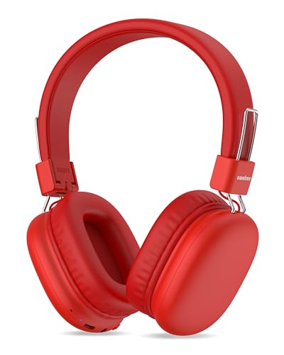 awatrue Kids Headphones Wireless, 50H Playtime, Safe Volume 85/94dBA, Foldable & Stereo Sound, Bluetooth 5.4 Over Ear Kids Bluetooth Headphones for Girls/Boys/Teens/School, Red
