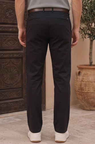 Image of Louis Philippe Men's Slim Fit Slant Pocket Made of Stretch Fabric Solid Casual Trouser