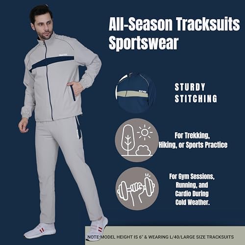 Image of BW:Beatwide Men's Tracksuit NS Dot Terry Polyester Spandex Full Stretch | Track Suit for Man Winter Wear | Sports Track Suit for Men Gym Running, Workout