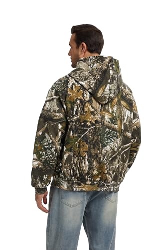 Camo Zip up Hoodie Men Full-Zip Fleece Hoodies Oversized Hooded Sweatshirts Maple Leaf Print Long Sleeve Sweatshirt