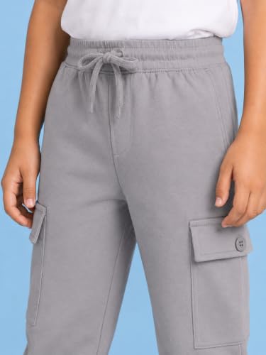 Image of KiddoPanti Boys Cotton Joggers | 100% Cotton Single Jersey | 2 Side Cargo Pockets with Flap | Elasticated Waist Band with Functional Drawcord | Soft & Breathable Track Pants