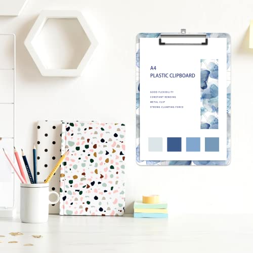 Image of Plastic A4 Clipboards, Clip Board Stardard Letter Size 9 x 12.5 in | Office Decorative for Students Women Men and Kids,Grey Butterfly