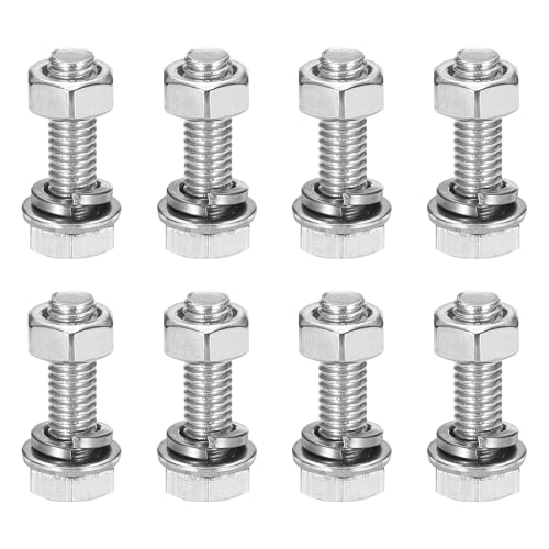 uxcell 六角ボルト M6 x 20mm 304ステンレス鋼 ボルト ナット ワッシャー セット 六角ネジ セット 全ねじ 8セット
