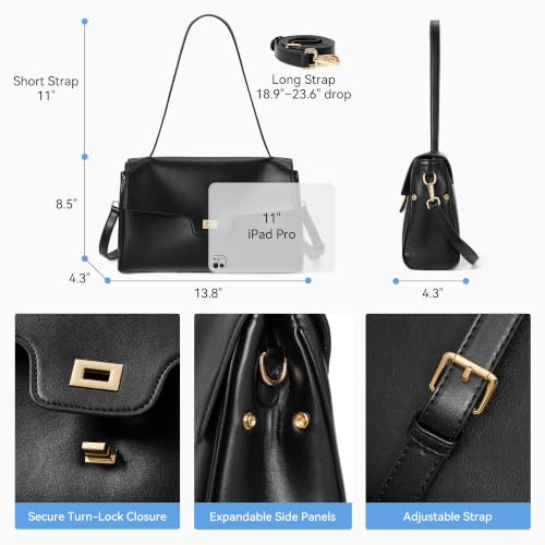 Image of BOSTANTEN Shoulder Bag for Women Vegan Leather Purse and Handbags | Soft Slouchy Suede-Mix Style, Roomy Capacity, Detachable Adjustable Strap, For Daily Work Travel Shopping