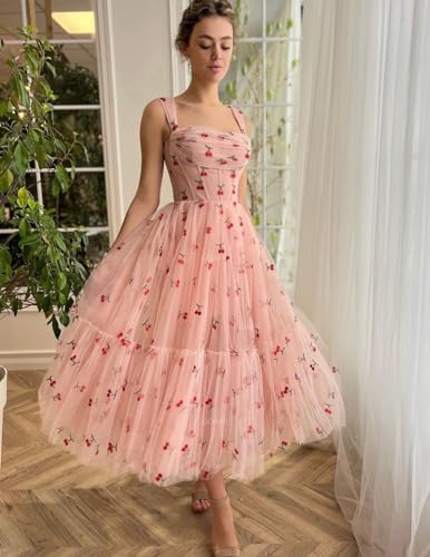 Lace Flower Embroidery Prom Dresses for Teens Tulle Long Formal Evening Party Gown for Women2