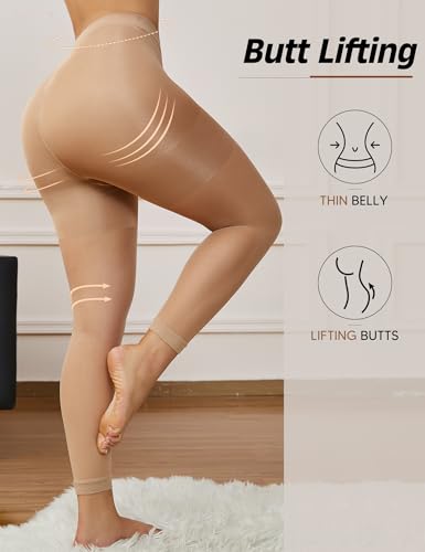 Image of Plus Size Sheer Tights for Women -70D High Waist Women's Pantyhose, Reinforced Toe Compression Pantyhose