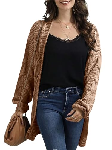 Image of Womens Oversized Chunky Open Front Cardigan Sweaters Cable Knit Long Sleeve Cardigans Outwear Coats