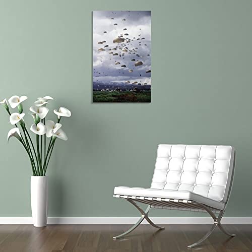 Mlxfcga Airborne Paratroopers Military Army Fans Skydiving Art Poster Canvas Painting Posters And Prints Wall Art Pictures For Living Room Bedroom Decor 20X30Inch(50X75Cm) Frame-Style #TOP4