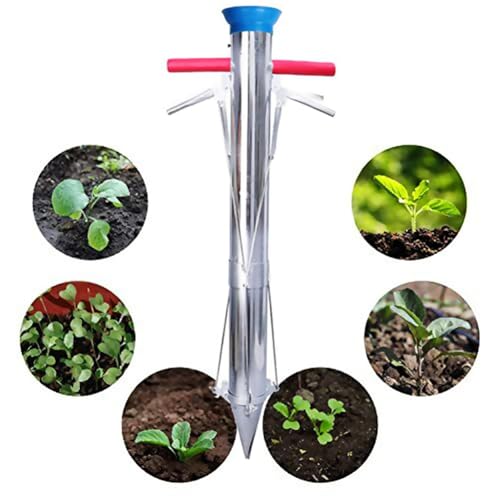 Herramienta para plantar bulbos, trasplantador de plántulas de acero inoxidable, herramienta de jardinería multifuncional para plantar rápidamente en jardín, patio, invernadero