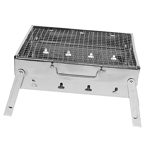 TOYANDONA 1 Pieza parrilla de acero inoxidable parrilla de barbacoa plegable al aire libre máquina de parrilla suministro de barbacoa parrilla de barbacoa para acampar parrilla casera Plata