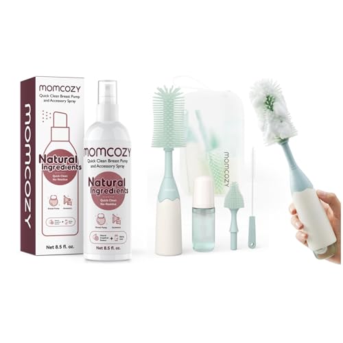 Image of Momcozy Portable Breast Pump Cleaner Spray & Momcozy Bottle Brush Kit