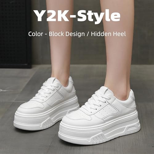 Women's Y2K Platform Sneakers - Color - Block Design, Chunky Sole, Hidden Heel, Trendy Casual Shoes for Fashion - Loving Ladies.4