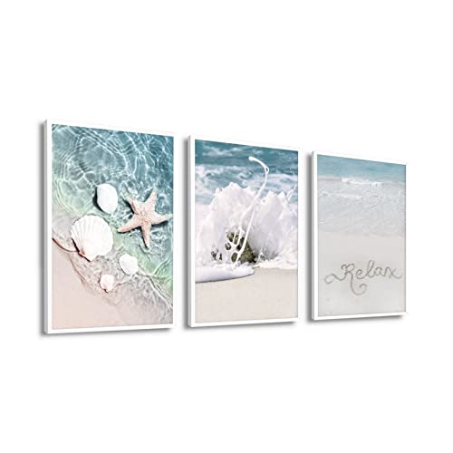 Leinwand-Strandszene Wandkunst, blauer Ozean Cover