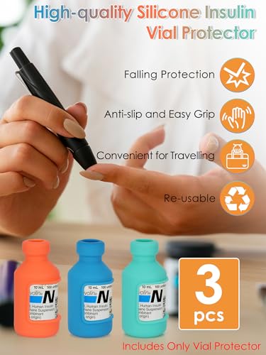 Image of YOUSHARES Insulin Vial Cover Insulin Bottle Protector - Silicone Protective Case for 10ml Short Insulin Vials, Durable Vial Case, Soft and Flexible Diabetes Vial Care