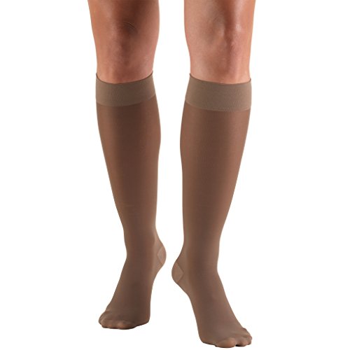 Image of Truform Sheer Compression Stockings, 30-40 mmHg, Women's Knee High Length, 30 Denier, Taupe, Large