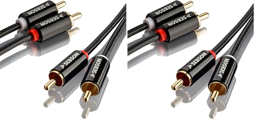SEBSON Cable RCA 0,5m (Macho/Macho), 2 Conectores a 2 Conectores (Rojo Blanco), Cable Estéreo Audio AUX para Amplificadores, Home Cinema y HiFi (Paquete de 2)