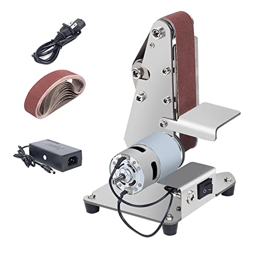 Mini Electric Belt Sander, DIY Abrasive Polishing Grinding Sanding Machine Bench Edge Sharpener Vertical Belt Sander for Metal Wood Working (775 Motor)