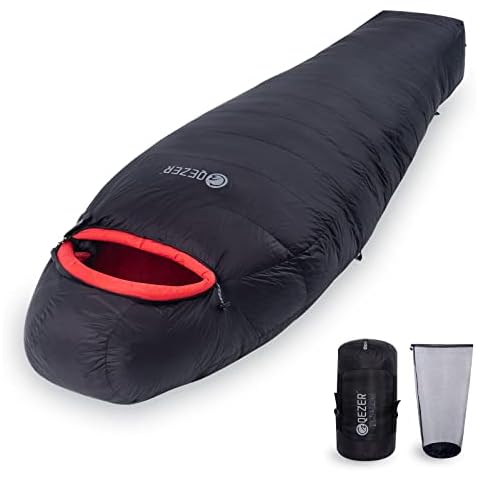 QEZER 0 Degree Sleeping Bag for Adults 660 Fill Power Down Sleeping Bag for Cold Weather -8°F / 0°F Large Lightweight Sleeping Bag Cover