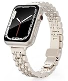 Aicumuza Slim Metal Watch Bands Compatible With Apple Watch 41mm 40mm 38mm, Starlight Thin Stainless Steel Chain Link for Women iWatch Series 9, Series 8/7/SE/Ultra/6/5/4/3/2/1 (38/40/41mm, Starlight)