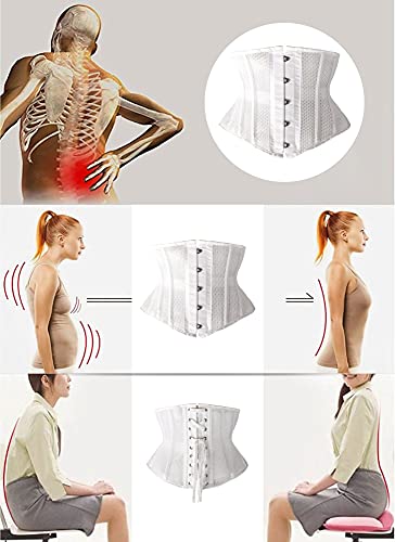 Shaperx Women Petite Steel Boned Waist Trainer Underbust Corset Short Torso Mesh Body Shaper,Sz1995-White-S #TOP3