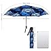 CWECVWE Windproof Automatic Umbrella with Sun-Protective Black Lining and Fashionable Printed Exterior for Outdoor Use, Blue Rose Wolf