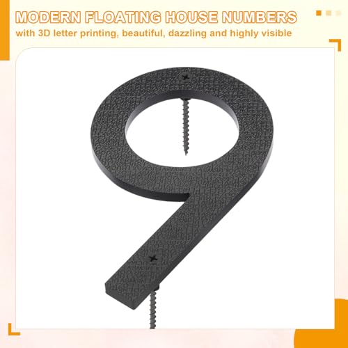 Chiffre de rue 9 noir 10 pouces avec kit de vis pour mur extérieur - 3