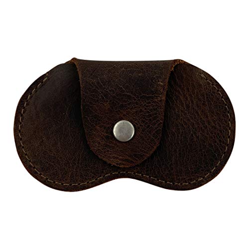 Hide & Drink, Penny Pouch hecho a mano de cuero de grano completo, pequeño, delgado, compacto, minimalista, práctico bolsillo para cambio, monedas, monedero, monedero con cierre de botón, color marrón Cover