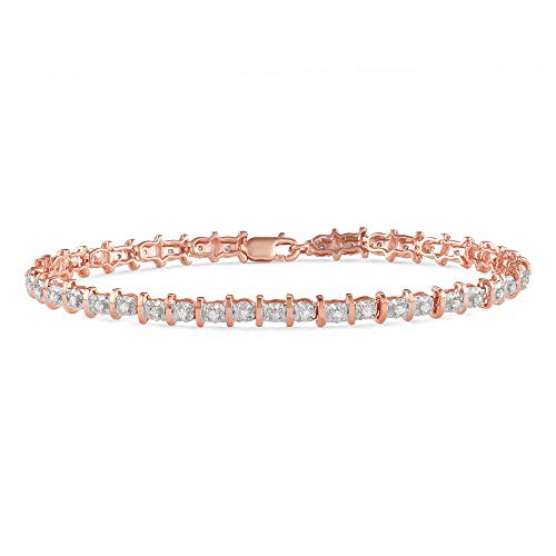 Image of 1 /2 Total Carat Weight (CTTW) Round Diamond Tennis Bracelet Available in 10K White, Yellow & Rose Gold With Length 7 Inches