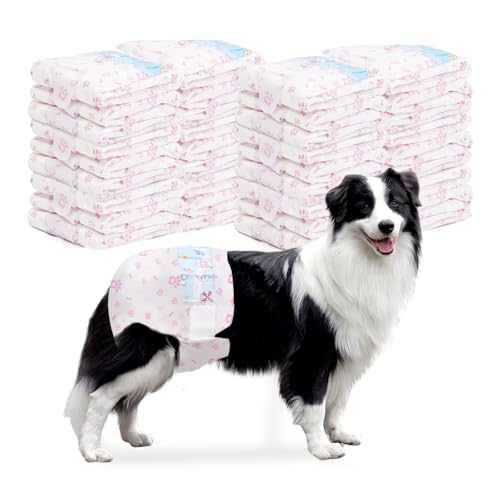 Image of Disposable Dog Diapers Female 90 Count Doggie Diapers for Female Dogs (Waist 16-22 in XL) Super Absorbent Extra Large Dog Pads for Heat Excitable Urination or Incontinence - Pink