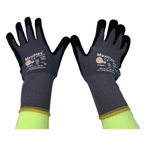ATG 3 Pack MaxiFlex Endurance 34-844 Seamless Knit Nylon Work Glove with Nitrile Coated Grip on Palm & Fingers, Sizes Small to X-Large (Extra Large), Gray, Model Number: 34-844 - XLARGE - 3/PACK Cover