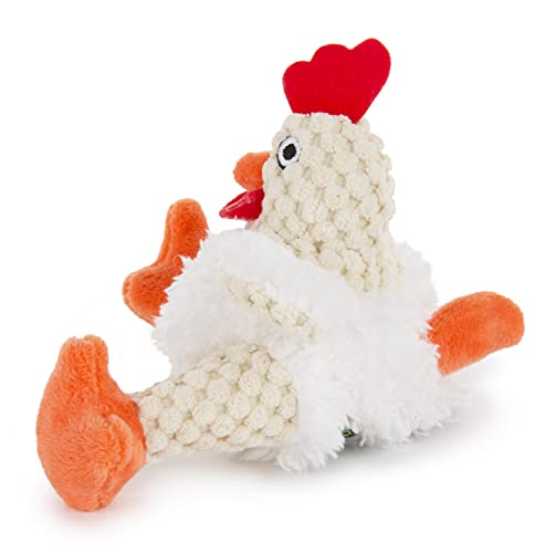 Image of goDog Checkers Just For Me Fat Rooster Squeaky Plush Dog Toy, Chew Guard Technology - White, Mini