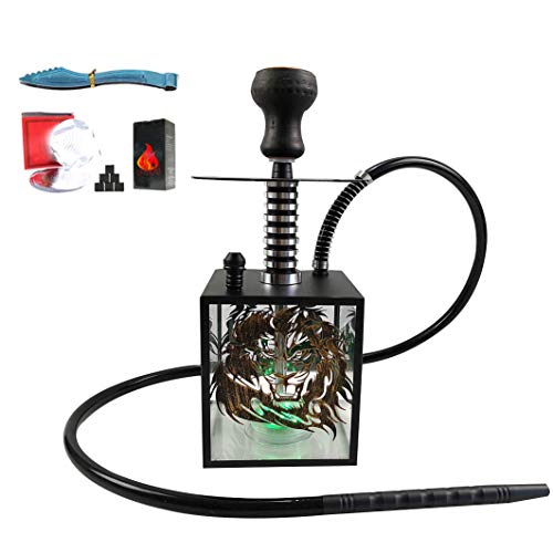 WEIZI Set di Narghilè Portatile Set Completo di Narghilè, con carboncino fumé Carbon Clip Pasta di Fumo e Carta stagnola Set Completo di Narghilè Portatile con Luce LED