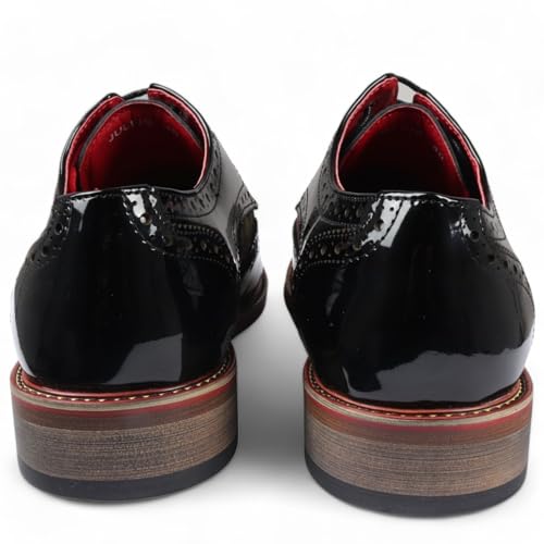 Men's Butterfly Print Patent Leather Brogue Shoes - Julius3