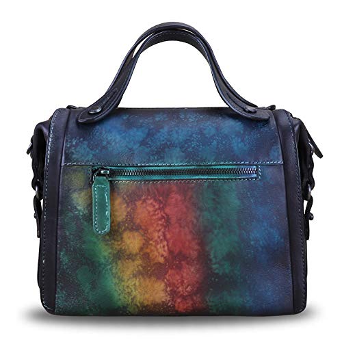 Image of Genuine Leather Satchel Purse for Women Retro Handmade Top Handle Handbag Designer Crossbody Bags
