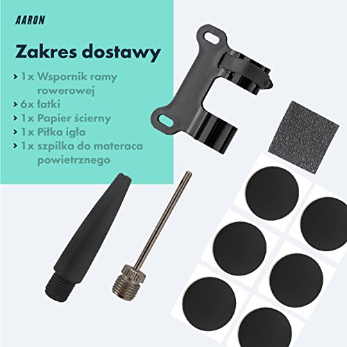 AARON Pocket One Mini pompka rowerowa do wszystkich zaworów, kompaktowa pompka powietrza, kompatybilna ze wszystkimi ramami, ręczna pompka do jazdy w podróży z bezpłatnym zestawem awarii, czarno-szara