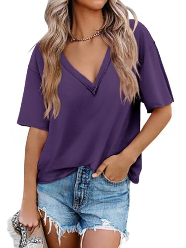T-shirt surdimensionné femme Tankaneo col V coupe ample confortable
