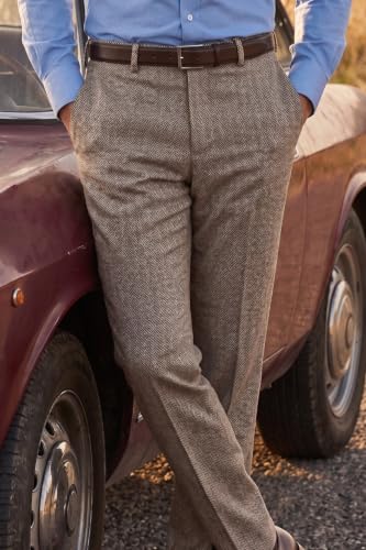 Image of Louis Philippe Men's Slim Fit Mid Rise Premium Fabric Checks Formal Trouser