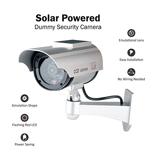 Iseeusee DUMMY-BUL-GR Fake Security Camera, Solar Powered Fake Surveillance Camera With Flash Led Dummy Bullet Simulated Cctv Camera,Indoor Outdoor Use Good thumb #1