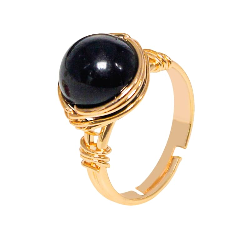 Anello di Pietra Verde Verde Naturale Anello di Cristallo Largo Grande Vintage Anelli di Pietra Aperti da Donna Regolabili Equilibrio Reiki Anelli di Dito alla Caviglia Anello di Eternità per Donna